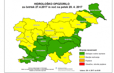 Ob obilnejših padavinah bodo reke močneje naraščale