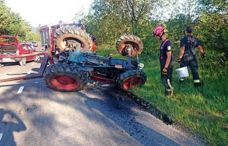 Voznica prevrnila traktor