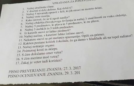 Poznate odgovore na ta vprašanja? Drugošolci jih morajo