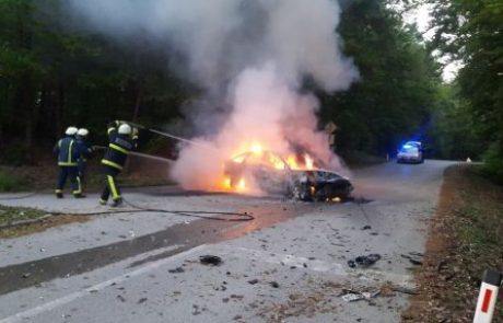 Vozilo zajeli ognjeni zublji, gasilci rešili situacijo