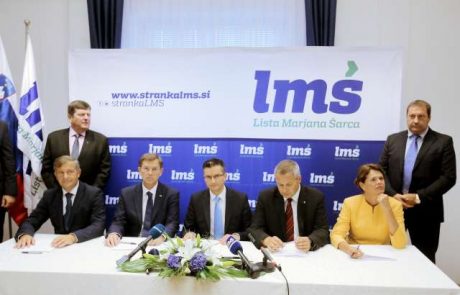 Predsedniki LMŠ, SD, SMC, SAB in DeSUS podpisali koalicijski sporazum