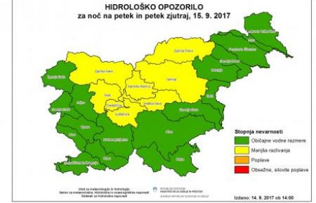 Prihajajo obilne padavine, na severu in v osrednjem delu države lahko poplavi