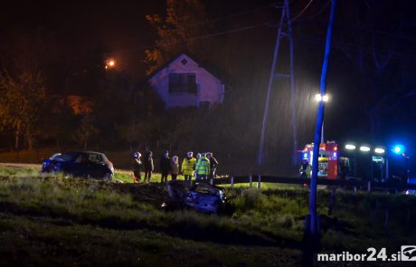 FOTO: V okolici Šentilja v nesreči zgorel avtomobil, dve osebi umrli