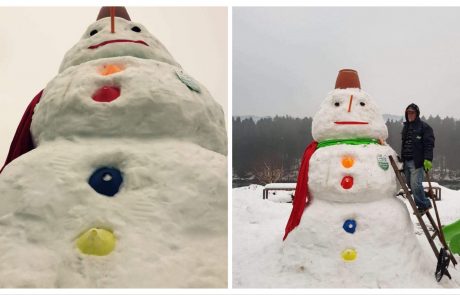 FOTO: V okolici Maribor zrasel več metrov visok snežak