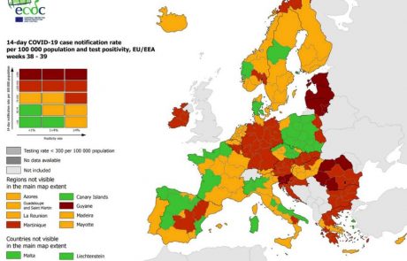 Slovenija ostaja temno rdeča: Epidemiološke razmere se na zahodu izboljšujejo, na vzhodu slabšajo