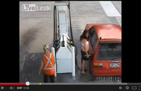 Želela je ukrasti bencin, pa se ji je zalomilo (video)