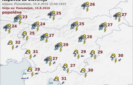 Popoldne močnejša neurja možna predvsem v SV Sloveniji