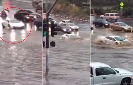 Kaj se zgodi, če z Lamborghinijem zapeljemo v poplavo (video)