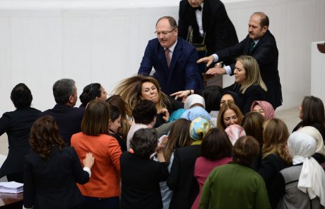V turškem parlamentu so se spet množično stepli