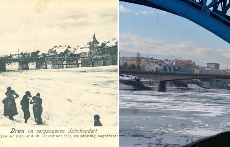 FOTO: Zaledenela Drava nekoč in danes